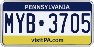 PA license plate MYB3705