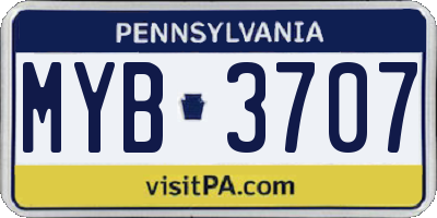 PA license plate MYB3707
