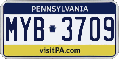 PA license plate MYB3709