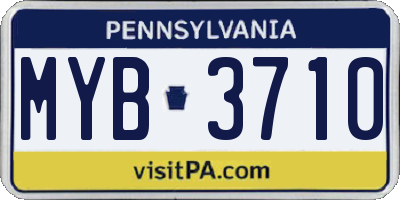 PA license plate MYB3710