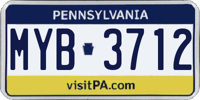 PA license plate MYB3712