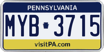 PA license plate MYB3715