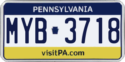 PA license plate MYB3718