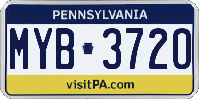 PA license plate MYB3720