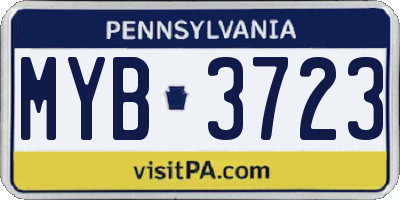 PA license plate MYB3723