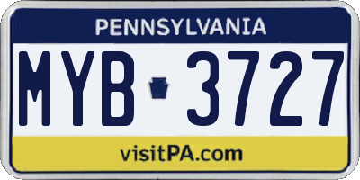 PA license plate MYB3727