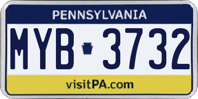 PA license plate MYB3732