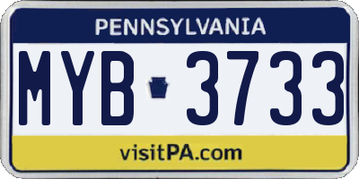PA license plate MYB3733