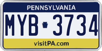 PA license plate MYB3734