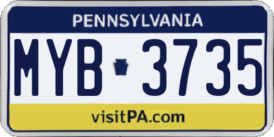 PA license plate MYB3735