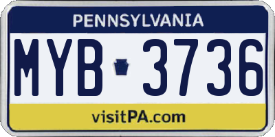 PA license plate MYB3736