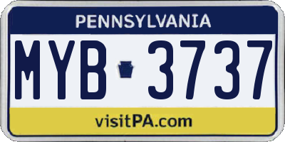 PA license plate MYB3737