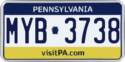 PA license plate MYB3738