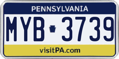 PA license plate MYB3739