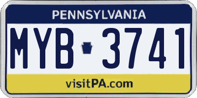 PA license plate MYB3741