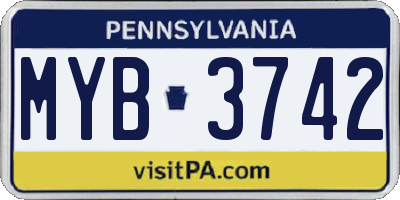 PA license plate MYB3742