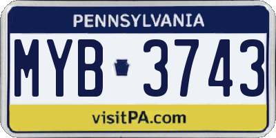 PA license plate MYB3743