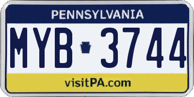 PA license plate MYB3744