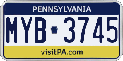 PA license plate MYB3745