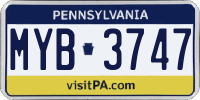PA license plate MYB3747