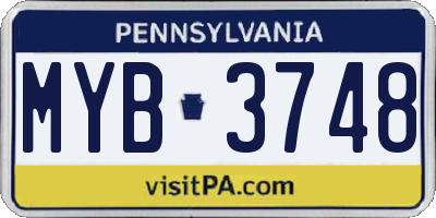 PA license plate MYB3748