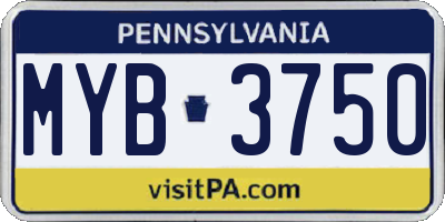 PA license plate MYB3750