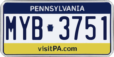 PA license plate MYB3751