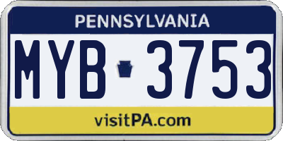 PA license plate MYB3753