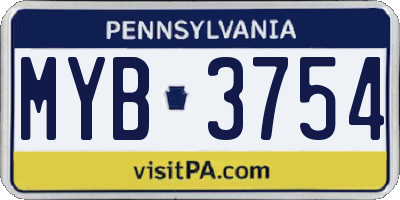 PA license plate MYB3754