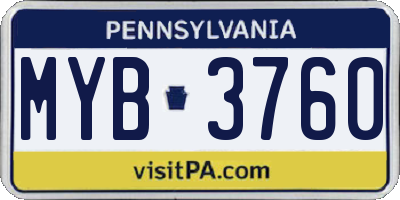 PA license plate MYB3760