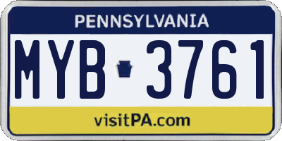 PA license plate MYB3761