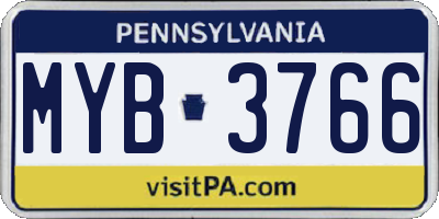 PA license plate MYB3766