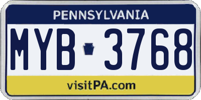 PA license plate MYB3768