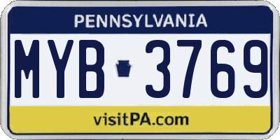 PA license plate MYB3769