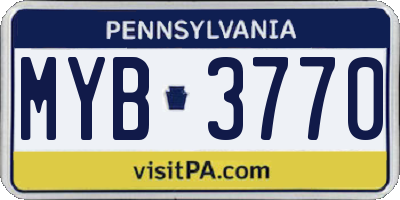 PA license plate MYB3770