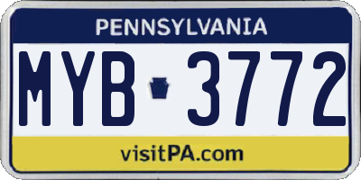 PA license plate MYB3772