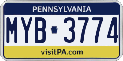 PA license plate MYB3774