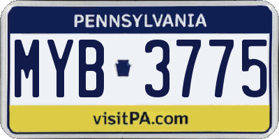 PA license plate MYB3775