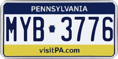 PA license plate MYB3776