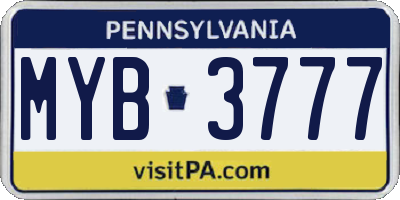 PA license plate MYB3777