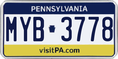 PA license plate MYB3778