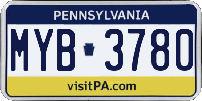 PA license plate MYB3780