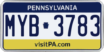 PA license plate MYB3783