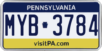PA license plate MYB3784