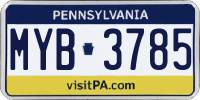 PA license plate MYB3785