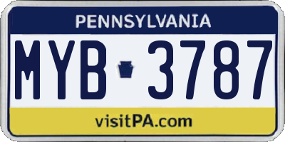 PA license plate MYB3787