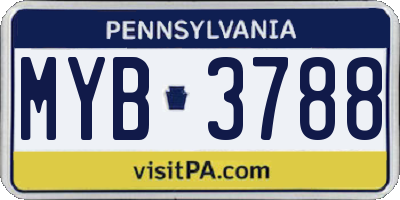 PA license plate MYB3788