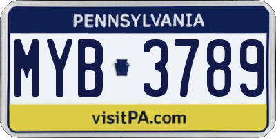 PA license plate MYB3789