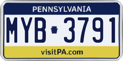 PA license plate MYB3791