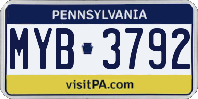 PA license plate MYB3792